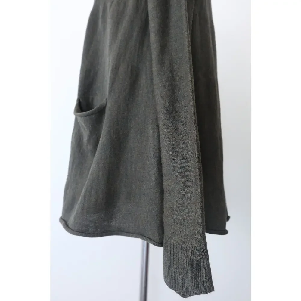 Hannes Roether Size M Merino Wool A-Line Sweater Tunic Pockets Green
